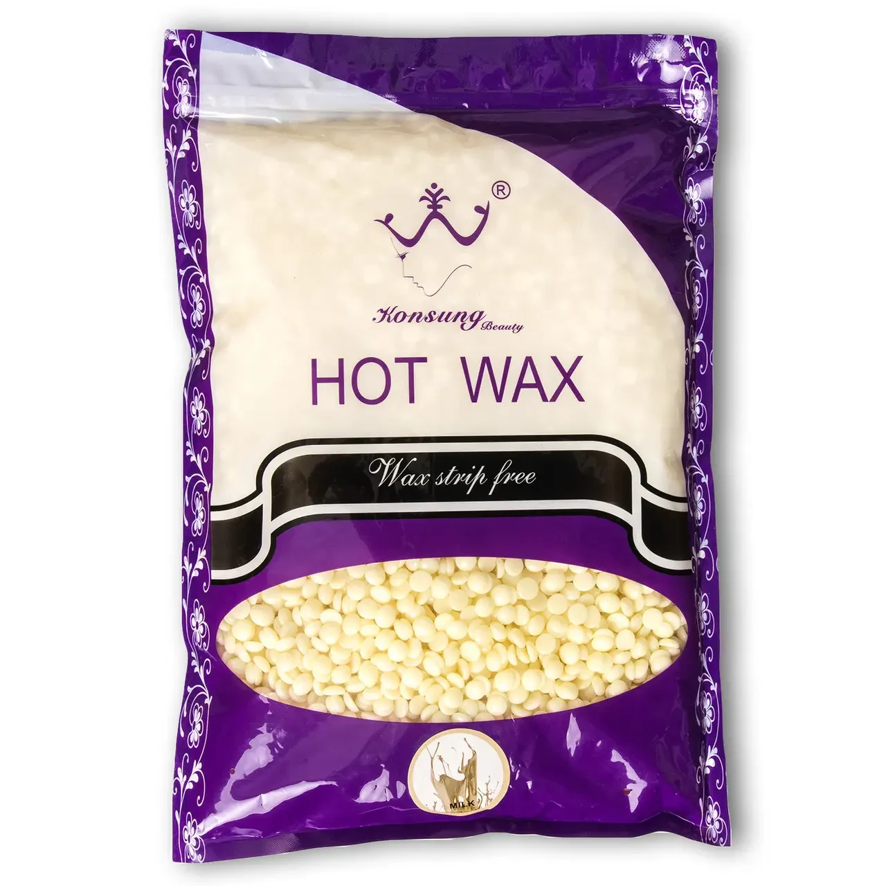 Віск у гранулах Konsung Hot Wax Beans 500гр аромат Молочний для депіляції для воскоплаву плівковий віск гранули