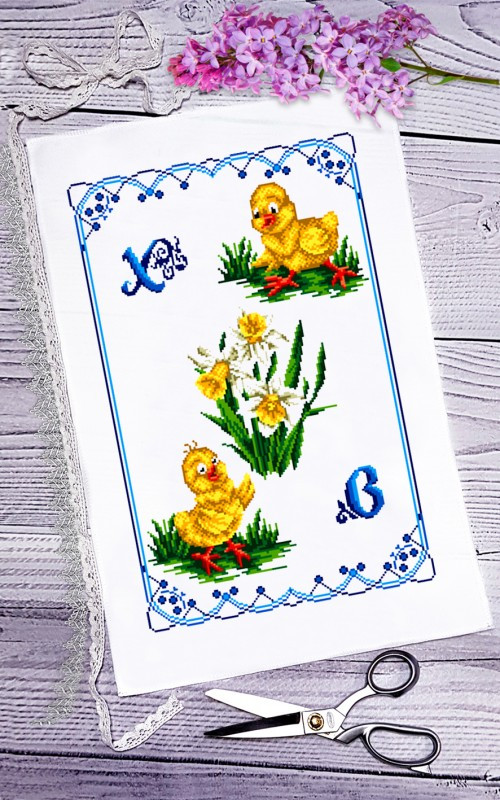 Схема вишивання бісером на габардині Рушник пасхальний РП-018