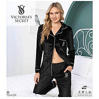 ВЫБОР ЦВЕТА Пижама велюровая штаны и рубашка, тёплая женская Victoria's Secret Черный, 50 (хл)