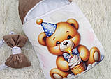 Спальник + комбінезон для новонароджених, принт ведмежа малюк, коричневий, фото 4