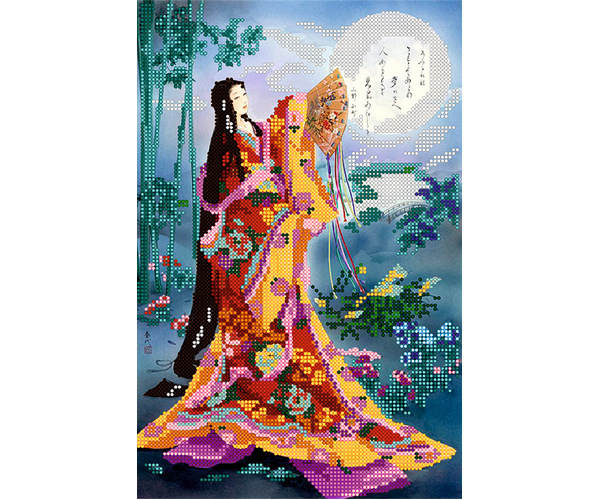 Схема для вишивання бісером Гейша і місяць, розмір 19х29 см, арт. 1609, фото 1