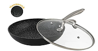 Сковорода Edenberg с крышкой с антипригарным мраморным покрытием 28 см (EB-3350)
