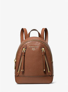 Жіночий шкіряний рюкзак MICHAEL MICHAEL KORS Brooklyn Extra-Small Pebbled Leather Backpack (коричневий)