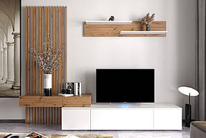Невелика стильна тв стінка під телевізор у вітальню, зал сучасний мінімалізм Ребека Плюс 250 см