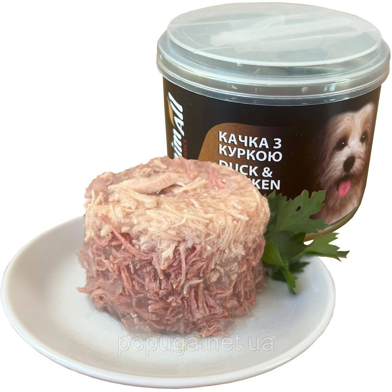 AnimAll Duck & Chicken вологий корм для собак УТКА і КУРИЦЯ в желе,195г