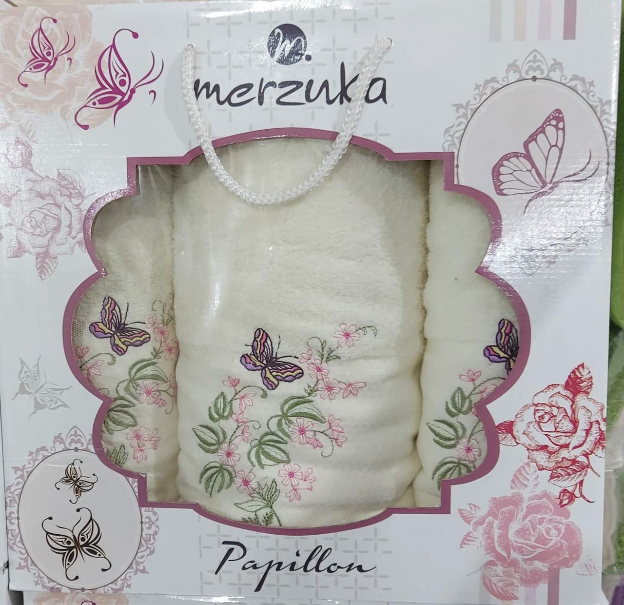 Махрові рушники «Merzuka Papillon» в подарунковій коробці (3 шт)