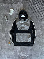 Спортивная ветровка Lacoste черная с серым | Мужские брендовые анораки Лакоста