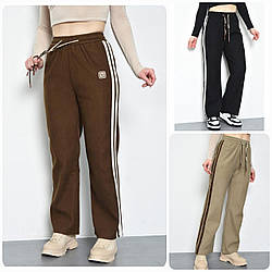 Жіночі спортивні штани мікровельвет дві смуги, розмір норма 44-52. Китай