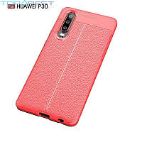 Чехол бампер для Huawei P30 Anomaly Leather Fit Red (Красный)