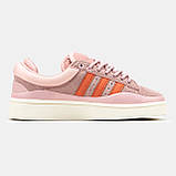 Жіночі кросівки Adidas Campus x Bad Bunny Pink Orange White, рожеві замшеві кросівки адідас кампус бед банні, фото 3