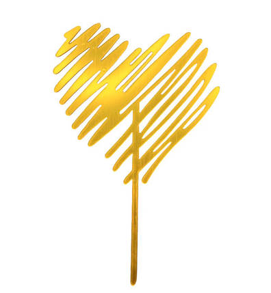 Топпер у торт "Золоте серце", розмір - 15х9 см, акрил, фото 1