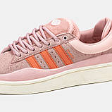 Жіночі кросівки Adidas Campus x Bad Bunny Pink Orange White, рожеві замшеві кросівки адідас кампус бед банні, фото 9