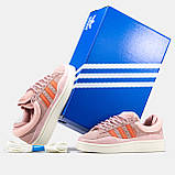 Жіночі кросівки Adidas Campus x Bad Bunny Pink Orange White, рожеві замшеві кросівки адідас кампус бед банні, фото 4