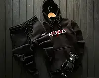 Спортивный костюм Hugo Boss мужской зимний на флисе кофта штаны Хьюго Босс с начесом черный