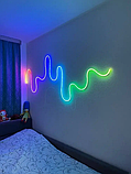 Гнучкий світлодіодний неон RGB на 5 м з пультом і блоком живлення SF-12VIC Декоративна стрічка в силіконі, фото 3