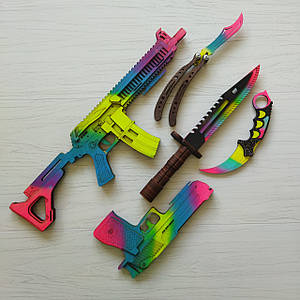 Дерев'яну зброю зі cs go Набір дерев'яних іграшок з гри CS 2 Standoff 2 5 шт. Іграшкова зброя 5 предметів