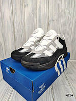 Модные мужские кроссовки Adidas Niteball черно белые, мужские стильные кроссовки Адидас Найтбол замша текстиль