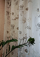 Тюль батист з квітами Anemone 088-31- Сірий