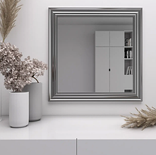 Квадратне дзеркало в передпокій 72х72 з патиною для спальні, дзеркало срібне в передпокій навісне стильне