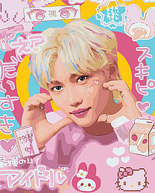 Картина за номерами Аніме K-Pop: Stray Kids Лі Фелікс (Li Felix) 40*50 см Орігамі LW 32770 pbn-a