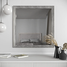 Квадратне дзеркало в передпокій 68х68 з патиною для спальні, дзеркало срібне в передпокій навісне стильне