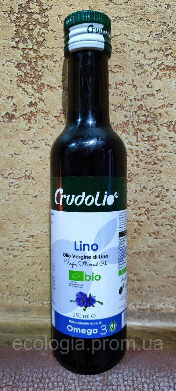 Лляна олія Crudolio Olio di semi di lino Biologico перший холодний віджим насіння льону, Омега 3, Омега 6 Італія