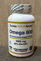 Omega 800 - 90 капсул - California Gold Nutrition (Омега 800 рыбий жир 80% ЭПК/ДГК 1000 мг Калифорния Голд)