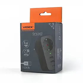 Мережевий адаптер Videx ONCORD 16 А одинарний 2 USB + USB-C із заземленням