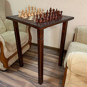 Шаховий стіл/дошка: "Brown & Natural" і шахові фігури "Staunton". Різьба по дереву. Ручна робота