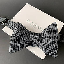 Краватка-метелик I&M Craft самов'яз темно-сірий з малюнком гусяча лапка (010129)