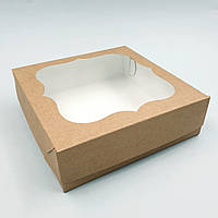 Коробка для десертов с окошком Крафт 20х20х6 см