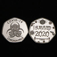 Сувенир Памятная монета ковид COVID-19. восьмиугольная. 2020г
