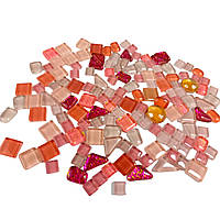 Набір шматочків мозаїки скло зірочка мікс Рожевий з блисками 200 гр 150-180 штук товщина 4 мм