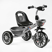 Детский трехколесный велосипед Best Trike BS-18125 на ЕВА колесах, фара с музыкой и светом / серый