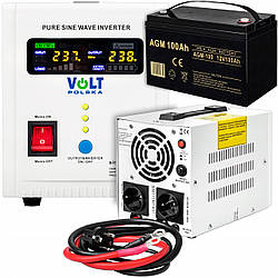 ДБЖ Volt Polska 3SP080012E 800 ВА 500 Вт + батарея Volt Polska 12 В 100 А·год