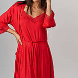 Ніжний комплект халат і сорочка (чорний,  червоний) Розміри S M L XL, фото 6