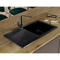 Гранитная кухонная мойка с крылом для сушки Sink Quality FERRUM 1КDO BLACK