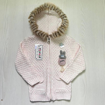 Курточка-светрик рожевий на замочку (1-2р) (YOLA.BABY.SHOP) Рожевий, фото 2