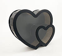 Коробка с прозрачной крышкой "Два сердца" черная