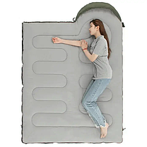 Спальний мішок з капюшоном демісезонний до 0°C хакі 210х75 см 0,95 кг, фото 2