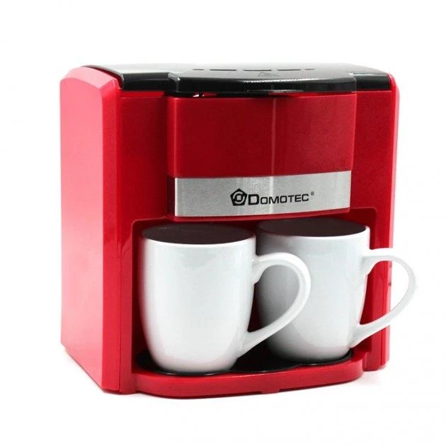 Кавоварка з двома чашками Domotec MS-0705 на 500 Вт Електрична кавоварка для дому та офісу Червона