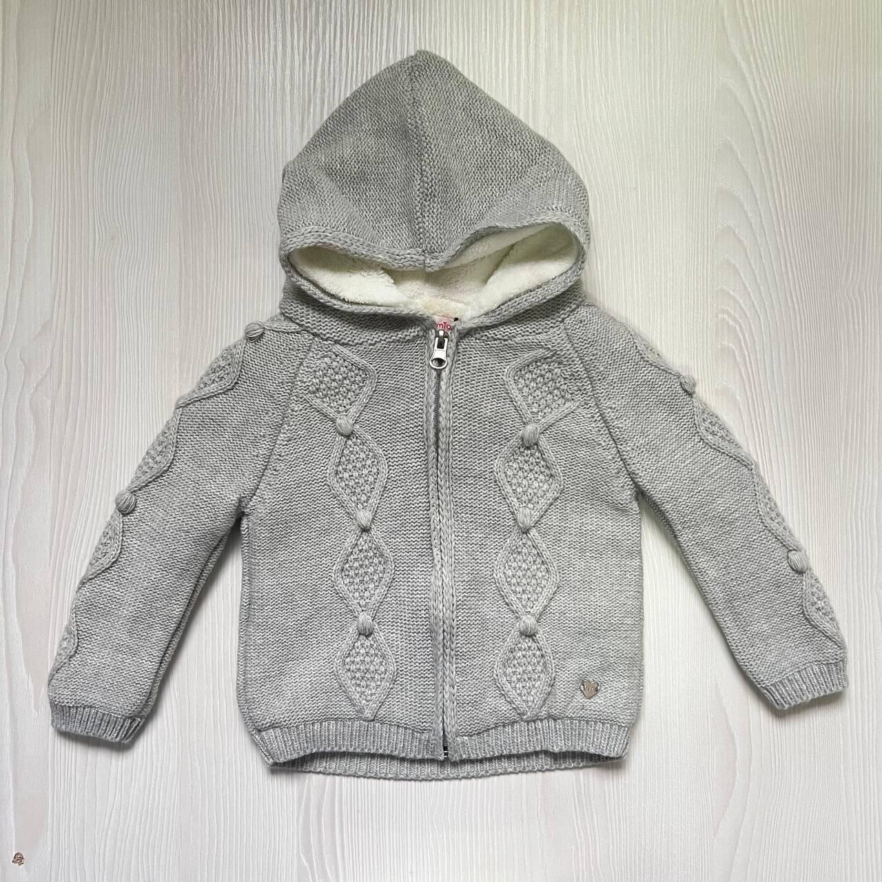 Курточка-светер сірий на замку (9-12м) (YOLA.BABY.SHOP) 9-12