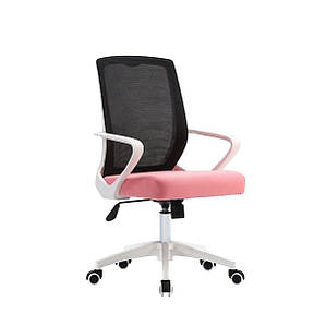 Крісло поворотне комп'ютерне Dіху чорне / рожеве / білий каркас Intarsio