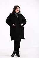 Чорне кашемірове пальто жіноче пряме класичне весняне великого розміру 58