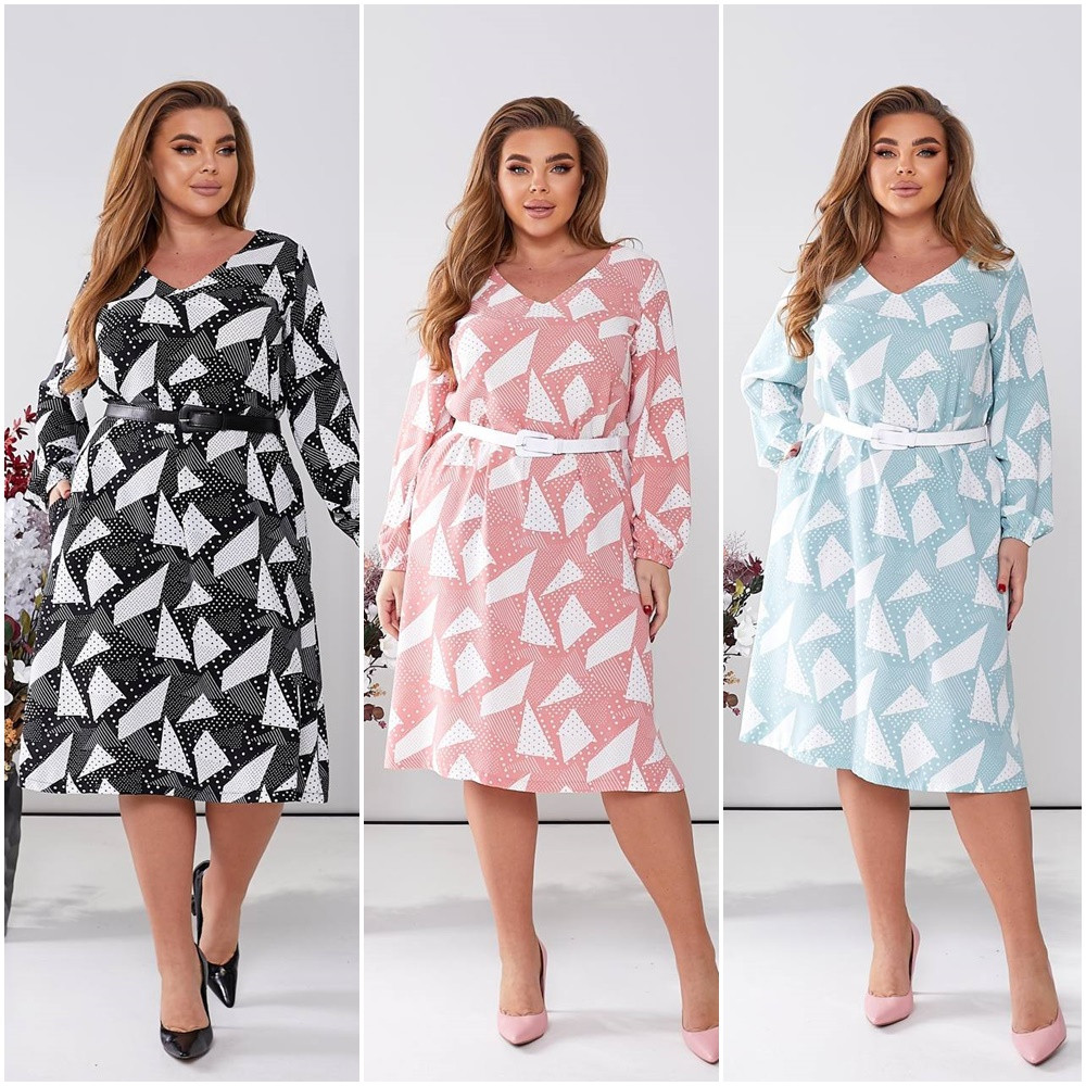 Літнє плаття довгі рукави вільного крою міді жатка розміри батал