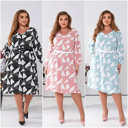 Літнє плаття довгі рукави вільного крою міді жатка розміри батал, фото 1