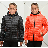 Куртка для хлопчика підлітка демі «Футбік» двостороння чорний з оранж 116-122