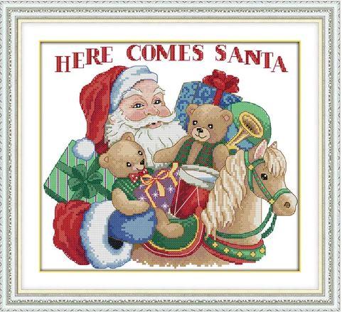 Набір для вишивання за нанесеною на канву схемою "Christmas gift". AIDA 14CT printed 32*29 см