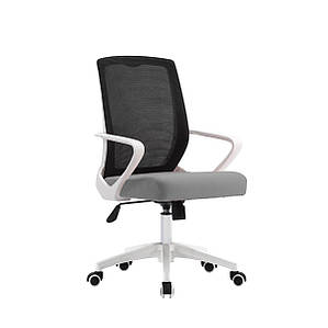 Крісло поворотне комп'ютерне Dіху чорне / сіре / білий каркас Intarsio