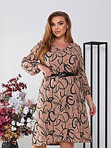 Гарне плаття з тканини креп із довгими рукавами батальні розміри, фото 3